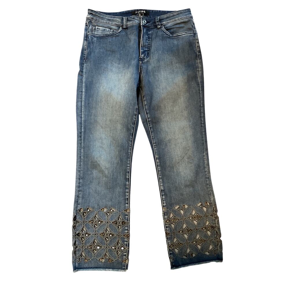 Joseph Ribkoff Embellished Cut Out Jean.  Size 12